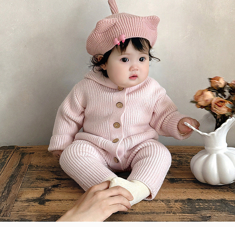 やわらかニット × フードロンパース｜Petite Cozy Knit – Hood Romper