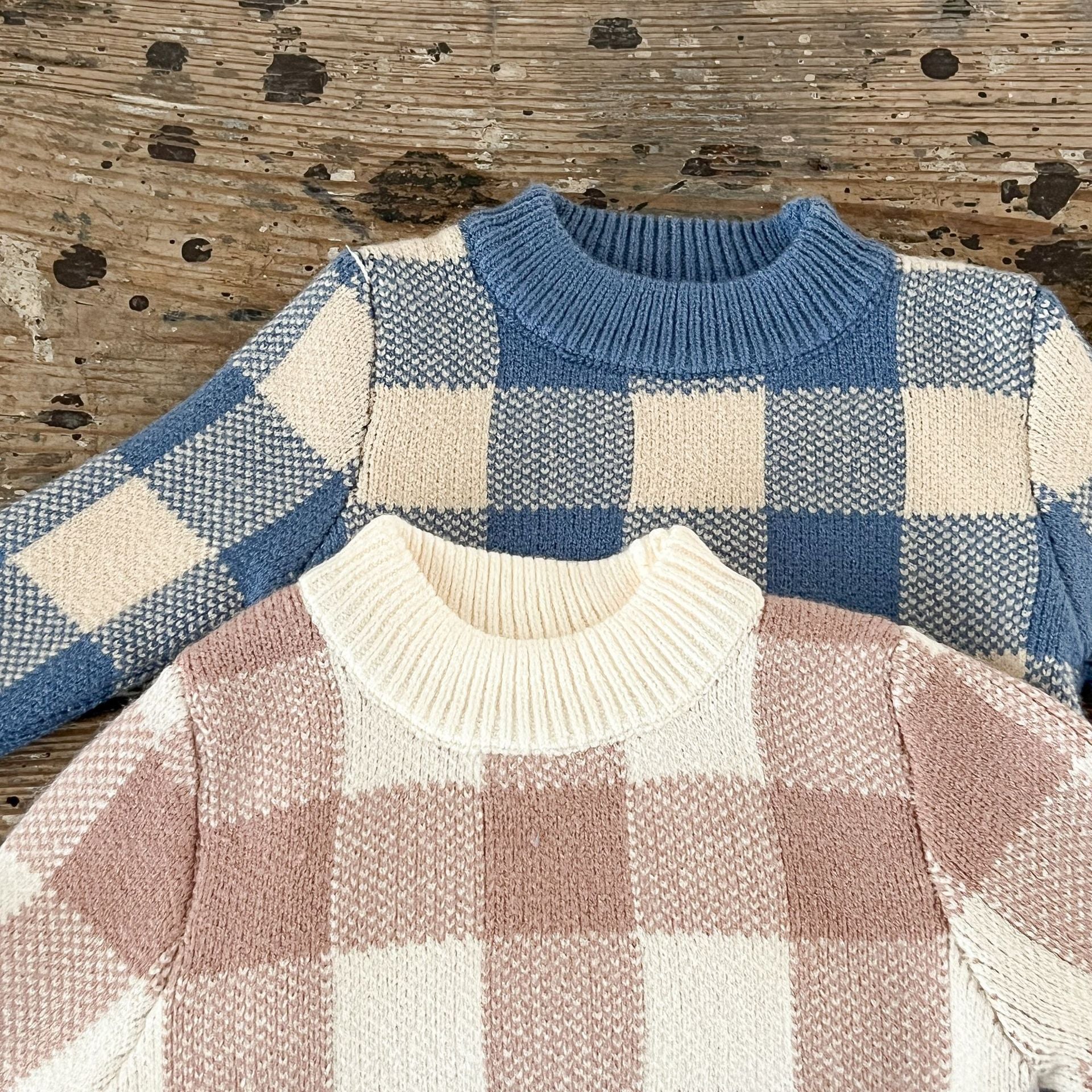 くすみチェック × セットアップ｜Petite Warm Check – Two-piece